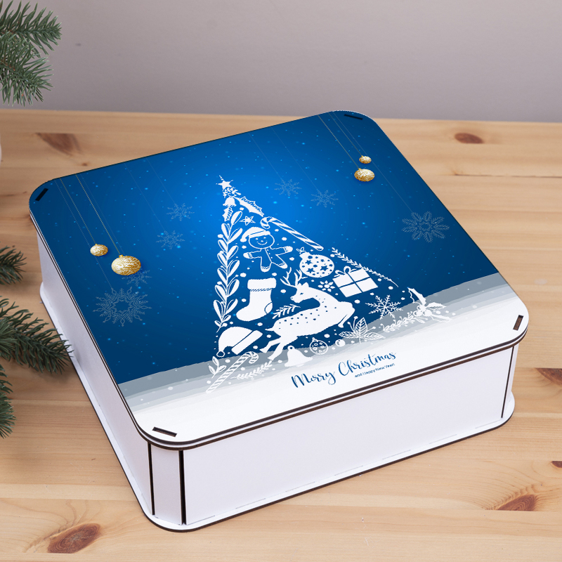 Коробка квадратная 27см «Merry Christmas» с елочкой